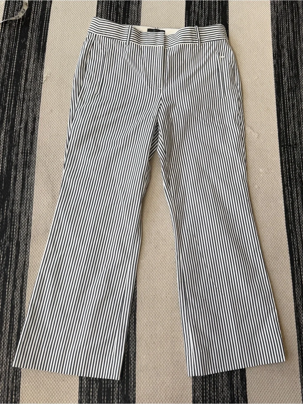 J. Crew Women's Black and White Striped Capri Ankle Dress Pants Size 4 NWT